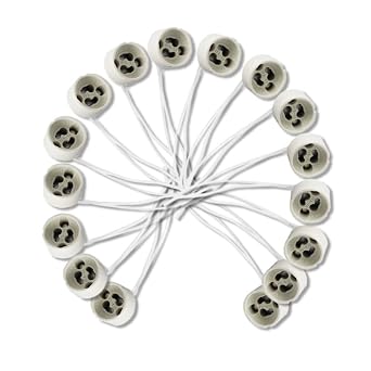 50 Pack GU10 Ceramic Socket Base Holder with 5.12 inch 13cm Silicone Wire, Lamp Connector for LED, Halogen, and CFL Bulbs, Dimmable Light Socket for Ceiling and Track Fixtures