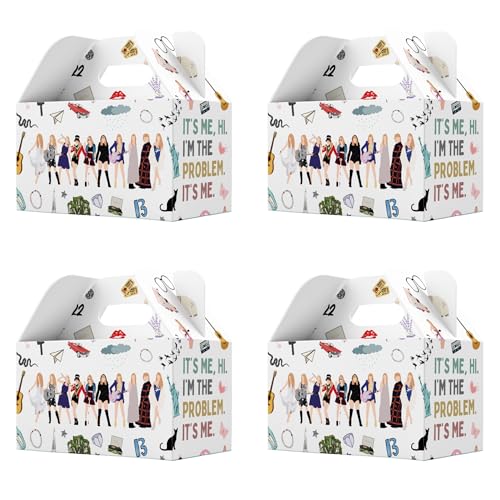 Echoglimmer 24 PCS Taylor Party Favors Boxes Goodie Bags | Popular Music Goodies Boxes with Handles | Birthday Party Favors | Music Singer Taylor Themed Favors