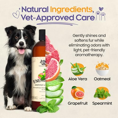 Dog Shampoo and Conditioner Energizing Grapefruit & Spearmint 16 Oz Dog Shampoo Itchy Skin Relief Aromatherapy Dog Shampoo for Smelly Dogs with Aloe Vera & Oatmeal Shampoo for Dogs by Gerrard Larriett