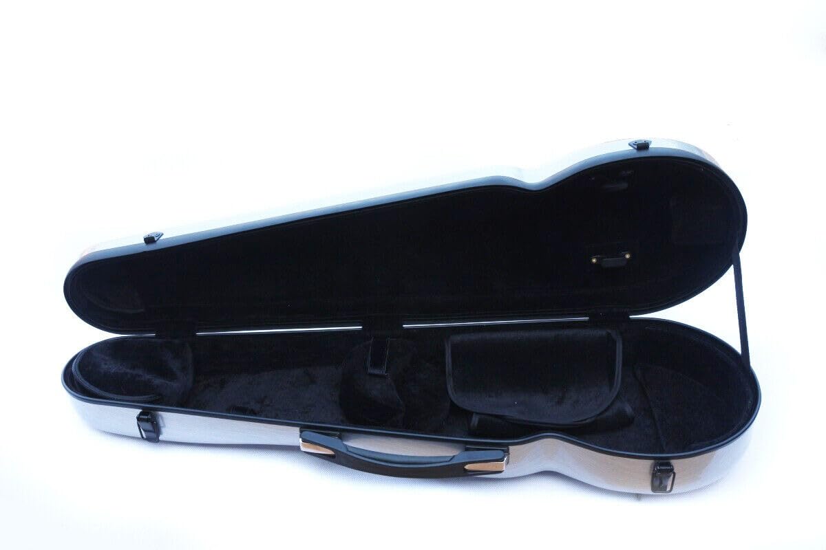 4/4 Violinenkoffer in voller Größe, Carbonfaser-Streifen, Nadelstreifen, gebürstet, leicht, bunt, leicht zu tragen (Silber gebürstet)