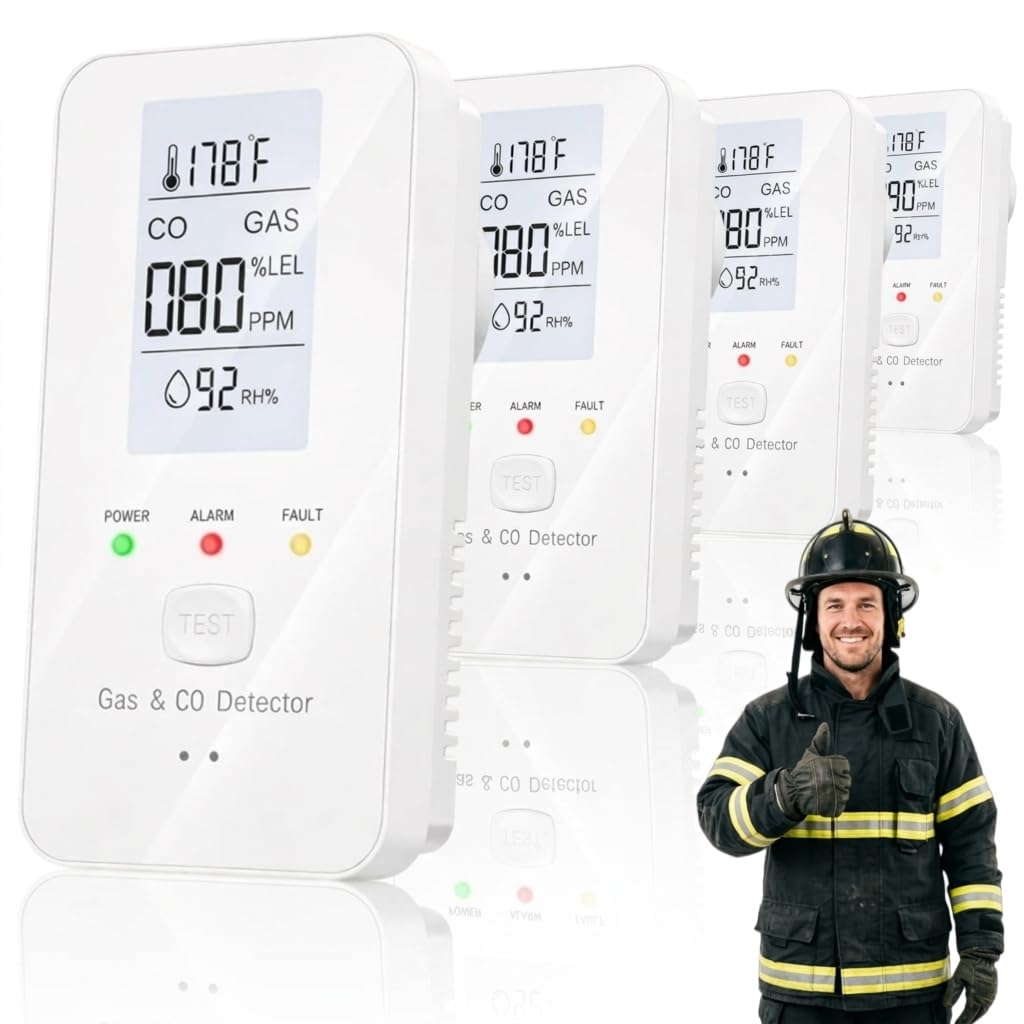2026 Steadfast Haven Pro 4-in-1 Detector, with HD Digital Display - Protect Your Home with Haven, Easy Setup, Plug Play, Energy-Efficient Design, for Home, Rv, Hotel (4PCS)