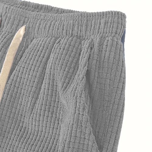 Men's Casual Lounge Pants Striped Sport Solid Color Pants Elastic Waist Fashion Drawstring Pocket Loose Trousers4