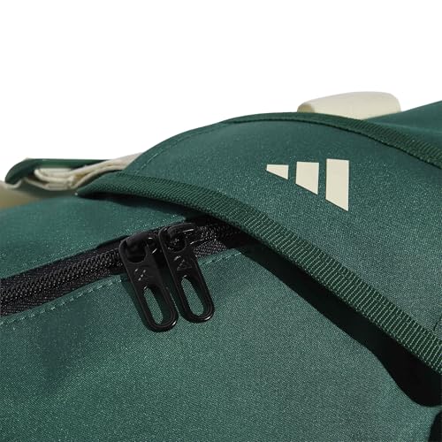 Image of adidas Unisex Essentials Linear Duffel Bag Duffel Bag, Collegiate Green /Ivory, One Size
