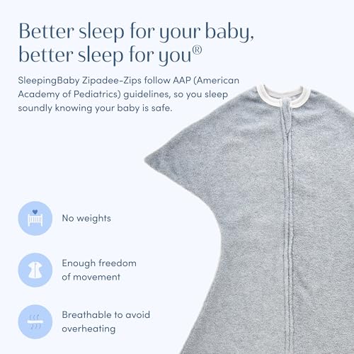 Image of SleepingBaby Zipadee-Zip Fleece Transition Swaddle - Arms-Out Wearable Blanket for Baby Sleep, Soft Breathable Fleece 0.8 TOG - Heather Grey, Large (12-24 Month)