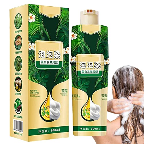 Champú para teñir el cabello con plantas de burbujas - 300 ml Instant Fast Hair Dye Color Crema de lavado Magic Hair Dye Shampoo,Champú de tinte para cabello castaño castaño para mujeres y Fanelod