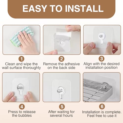 Image of 50Pcs No Nail Adhesive Picture Hangers, Free Stickers No Drill Hooks 22 lbs Load Max for Hanging Pictures Walls