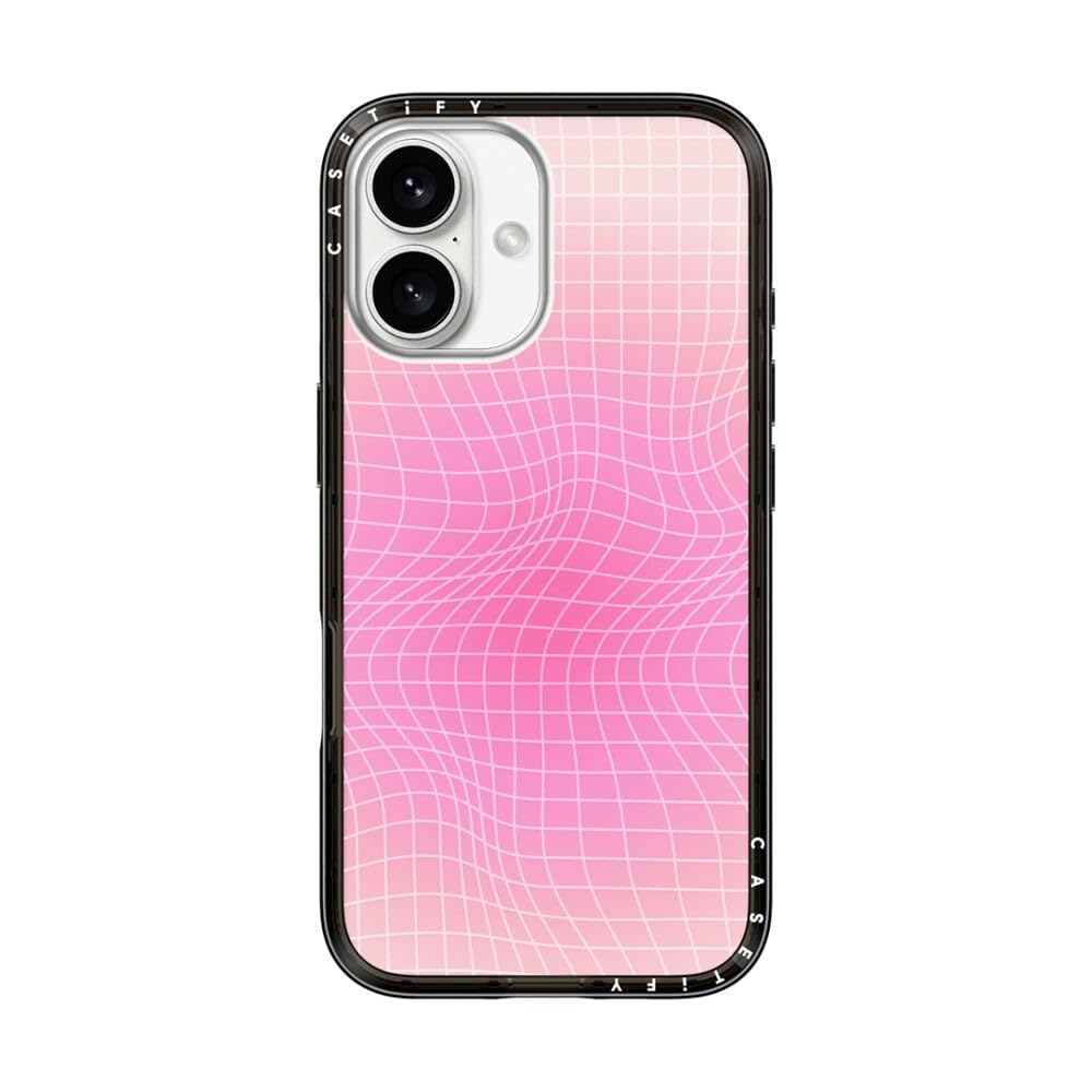 CASETiFY Compact iPhone 16 Case [Slim and Sleek/Wireless Charging Compatible / 4 ft. 2X Military Grade Drop Protection] - Pink Light - Clear Black