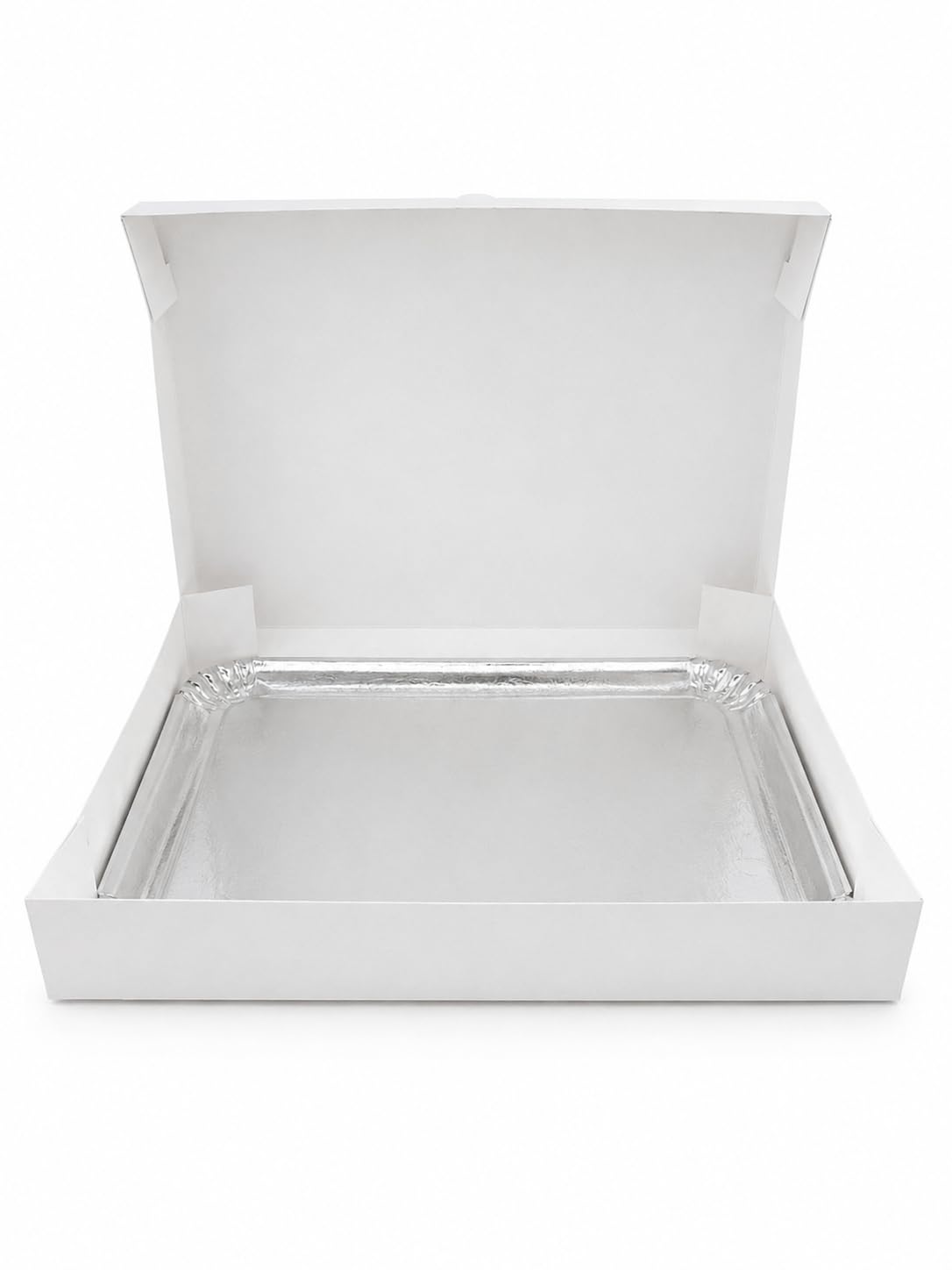 25 boites Traiteur Blanche 29 X 42 X 6 cm + 25 Plateaux argent 42 X 28 cm