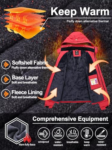 Image of QPNGRP Mens Waterproof Fleece Ski Jacket Windproof Winter Snow Coat