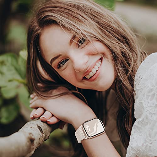 Image of 4 Pack Braided Stretchy Bands Compatible with Apple Watch 40mm 41mm 38mm 42mm 44mm 45mm 46mm 49mm Women Men, Breathable Nylon Elastic Daily Use Straps for iWatch Series 11 /10 9 8 7 6 5 4 3 SE /Ultra 2
