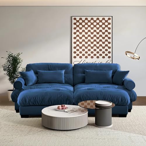 Image of SoarFlash Modern Sofa Couches for Living Room, Small Sectional Sofa Set with Reversible Chaise, Sleeper Sofas and Modular Couch Function, Suitable for Small Spaces in Apartment, Blue