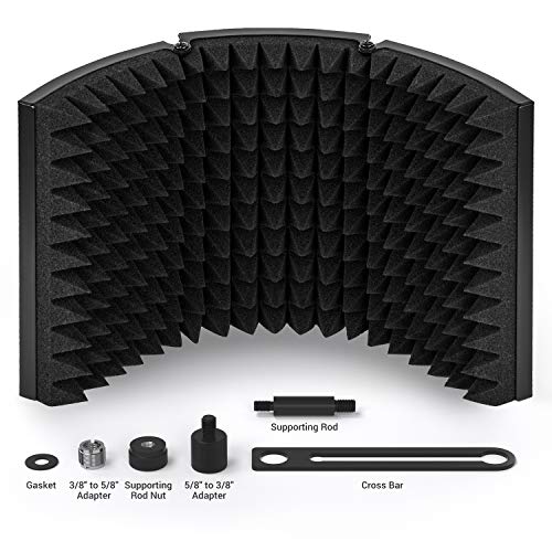 Tonor Sound Shield per Microfono con Isolamento Assorbente Mic Riflettore in Schiuma Fonoassorbente per Qualsiasi Microfono a Condensatore Recording Equipment Studio