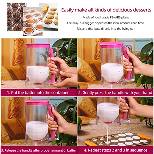 Pancake Dispenser Batter Dispenser Cake Batter Funnel Measuring Cup Dispenser Kitchen Tool Food Grade Ps+abs+Silicone Material - Image 4