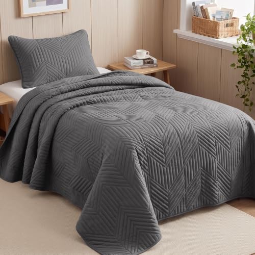 Exclusivo Mezcla Ultrasonic Twin Quilt Bedding Set, Grey
