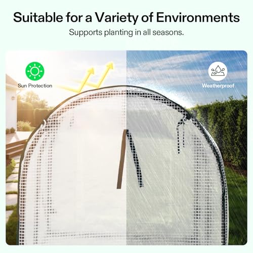 Image of VIVOSUN Portable Mini Greenhouse 47x23x23-Inch Tunnels, PE Cover with Roll-up Zipper Door, for Indoor Outdoor or Garden Plant Growing, White