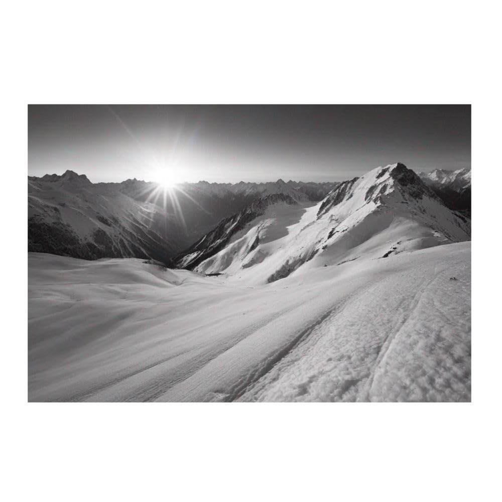 Poster lever de soleil noir et blanc monochrome 50 x 50 cm tableau mural sans cadre photo