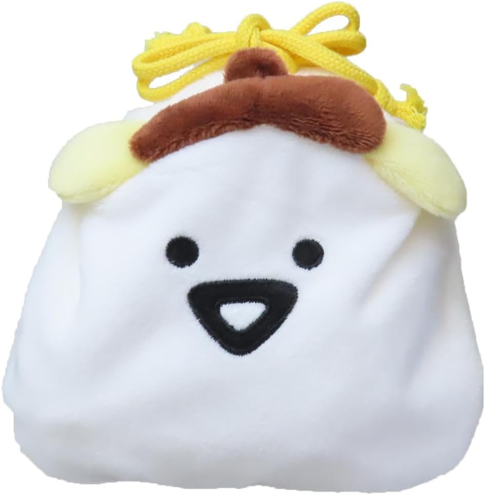 ENSKY Pom Pom Plin x Stationery and Fluffy Face Drawstring Bag, 3 Stationery