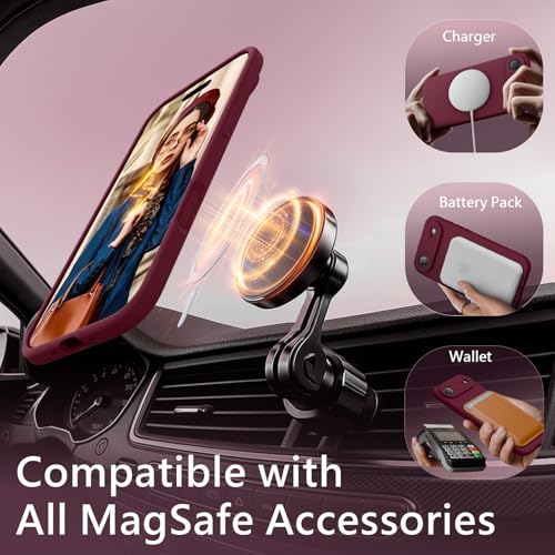 Image of FireNova Magnetic for iPhone Air Case, Compatible with MagSafe, [Integrated Silicone Camera Control Button] [Camera Protection] Microfiber Lining Phone Case for iPhone 17 Air, 6.5 inch, Plum