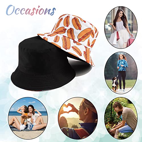 Image of Reversible Bucket Hat for Women Summer Travel Fisherman Cap, Girls Cute Double Side Wear Bucket Cap