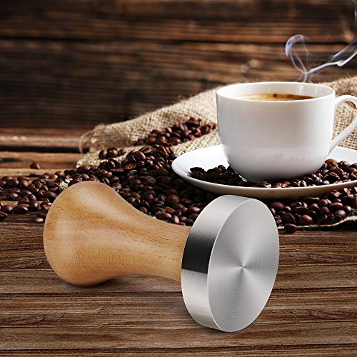 hicoosee Café Tamper, 58mm Tamper de Acero Inoxidable para Café Exprés Prensador para Café Base Plana - Imagen 6