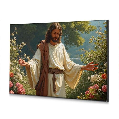 Tableau religieux fleurs vibrantes pour déco murale de salle de bain