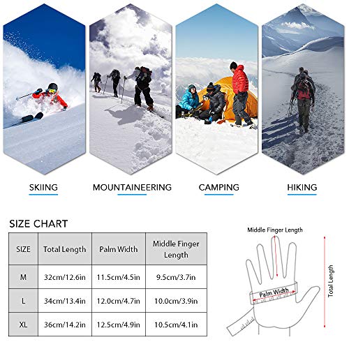 Andoer Luvas de esqui Homens Mulheres Luvas quentes de inverno Luvas de neve à prova de vento Luvas