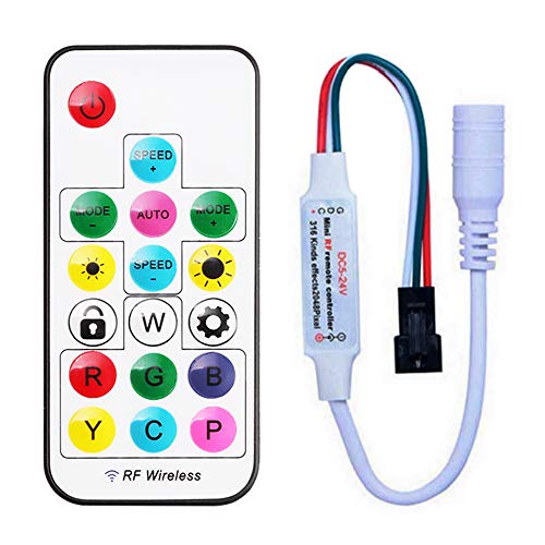 RGBZONE Mini 14 Key DC5-24V RF Remote Controller with Lock for WS2811 WS2812B LED Strip Light