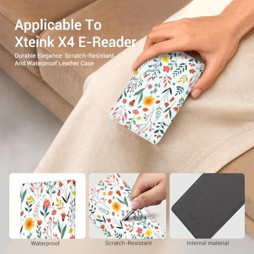 Image of CoBak Magnetic Case for XTEINK X4, Ultra-Lightweight Protective Cover for Xteink X4 E-Reader, Secure Magnetic Attachment(Flower Sea)