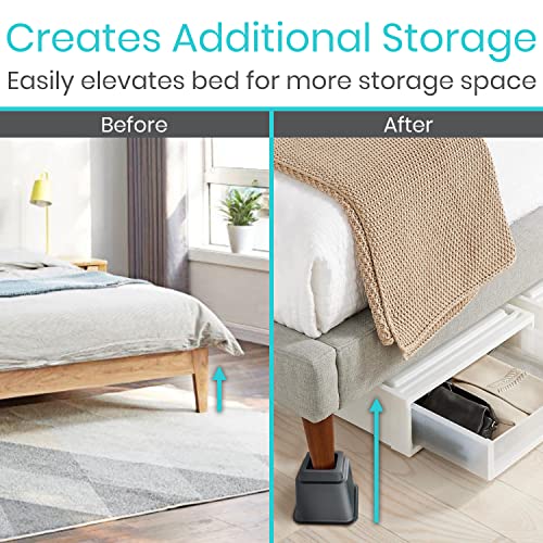 Vive Bed Risers Heavy Duty - Bed Lifts Risers - Dorm Bed Risers For Bed Frame - Leg Extension Elevator - Stackable Platform Blocks For Couch, Chair, Bunk Bedpost (4-Pack (3 Inches)) #TOP1