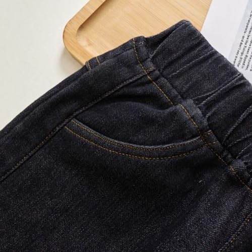 Teen Girls Boot-Cut Jeans Bow Printed Mid Rise Elastic Band Basic Jeans Fashion Personality Girls 12/14 Clothes4