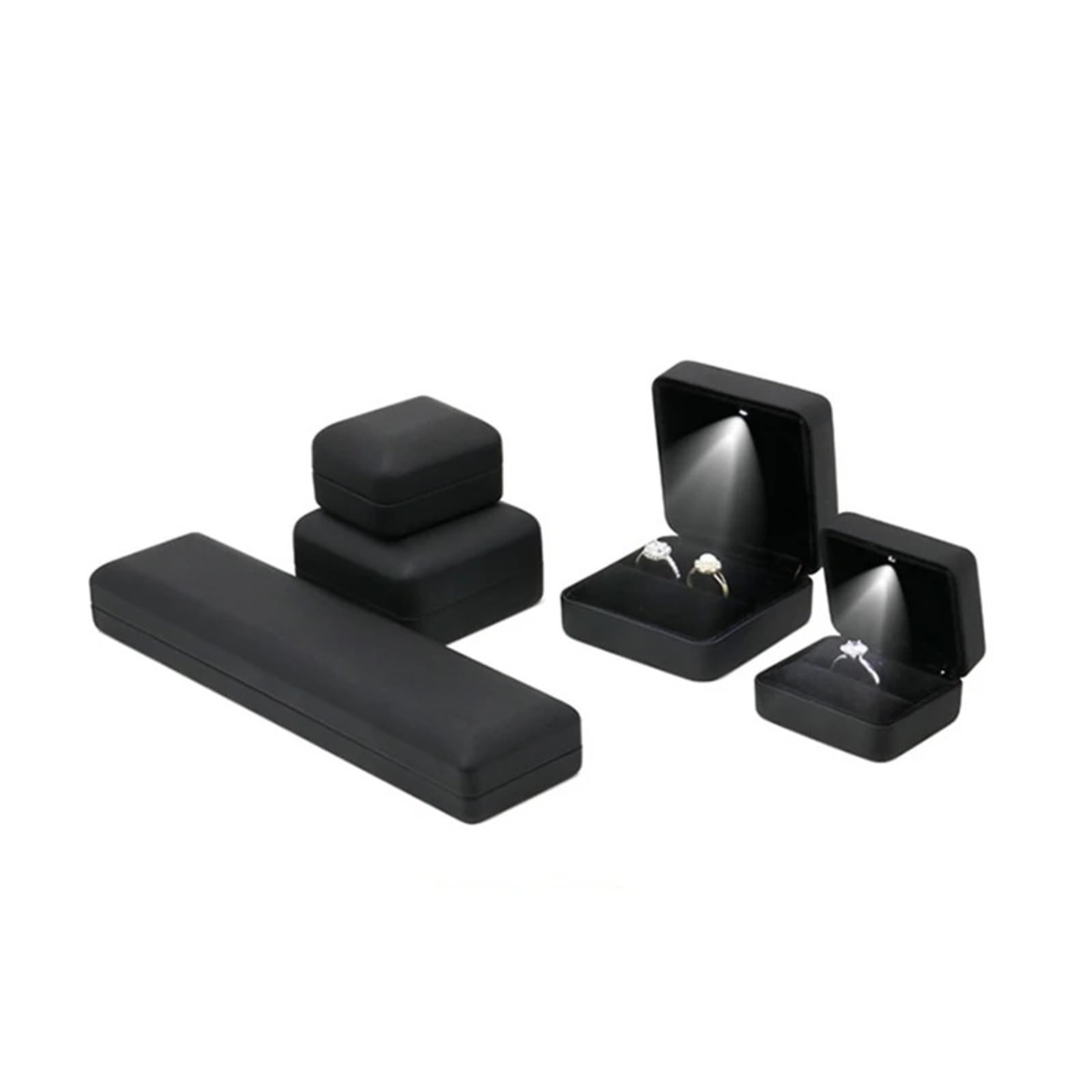 WWYYZAYC Engagement Ring Earrings Box For Women Jewelry Pendant With Light Bracelet Jewellery Case Wedding Necklace Display(Black,Pendant Box)