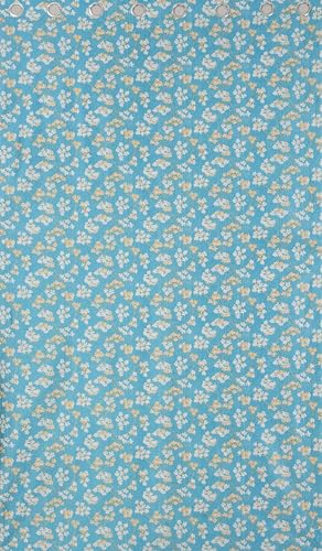 Image of Floral Printed Home Decor Curtains for Living Room, Bedroom Doors and Windows Panel, Parda, Eyelets Hanging, Aqua Blue, 4 x 7 Feet, 1 Piece