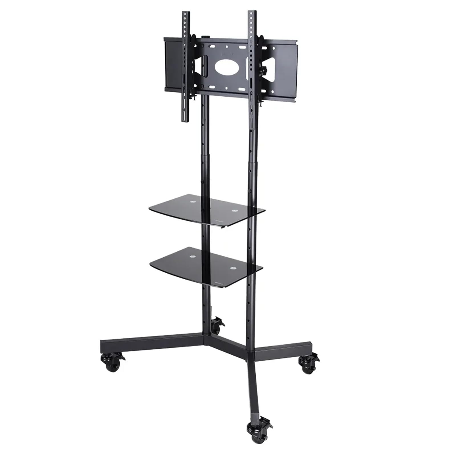 WDSOPK Rolling TV Stand, Mobile TV Stand with Wheels, Height Adjustable Mobile TV Cart, Outdoor TV Stand, Tilt TV Cart Portable Stand with Laptop Shelf
