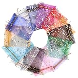SKISUNO Bolsas de Organza para Dulces con Cordón, 50 Piezas Mezcla de Colores, Bolsas Pequeñas Reutilizables para Regalos, Fiestas, Bodas y Embalaje de Joyería Color Color Aleatorio