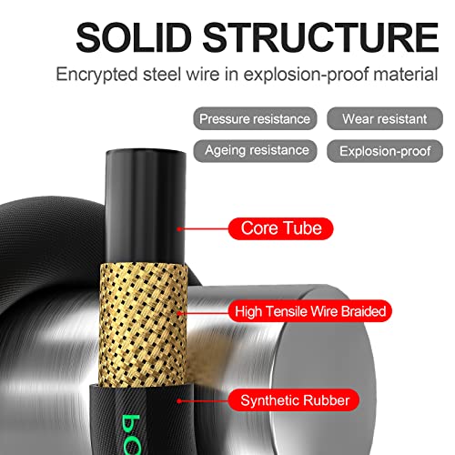 POHIR Pressure Washer Whip Hose 3/8”, 248℉ Hot Water Pressure Washer Hose 4800 psi, High Pressure Jumper Hose 3FT, Power Washer Hose 100FT 3/8'' Quick Connect, High Tensile Wire Braided Car Wash