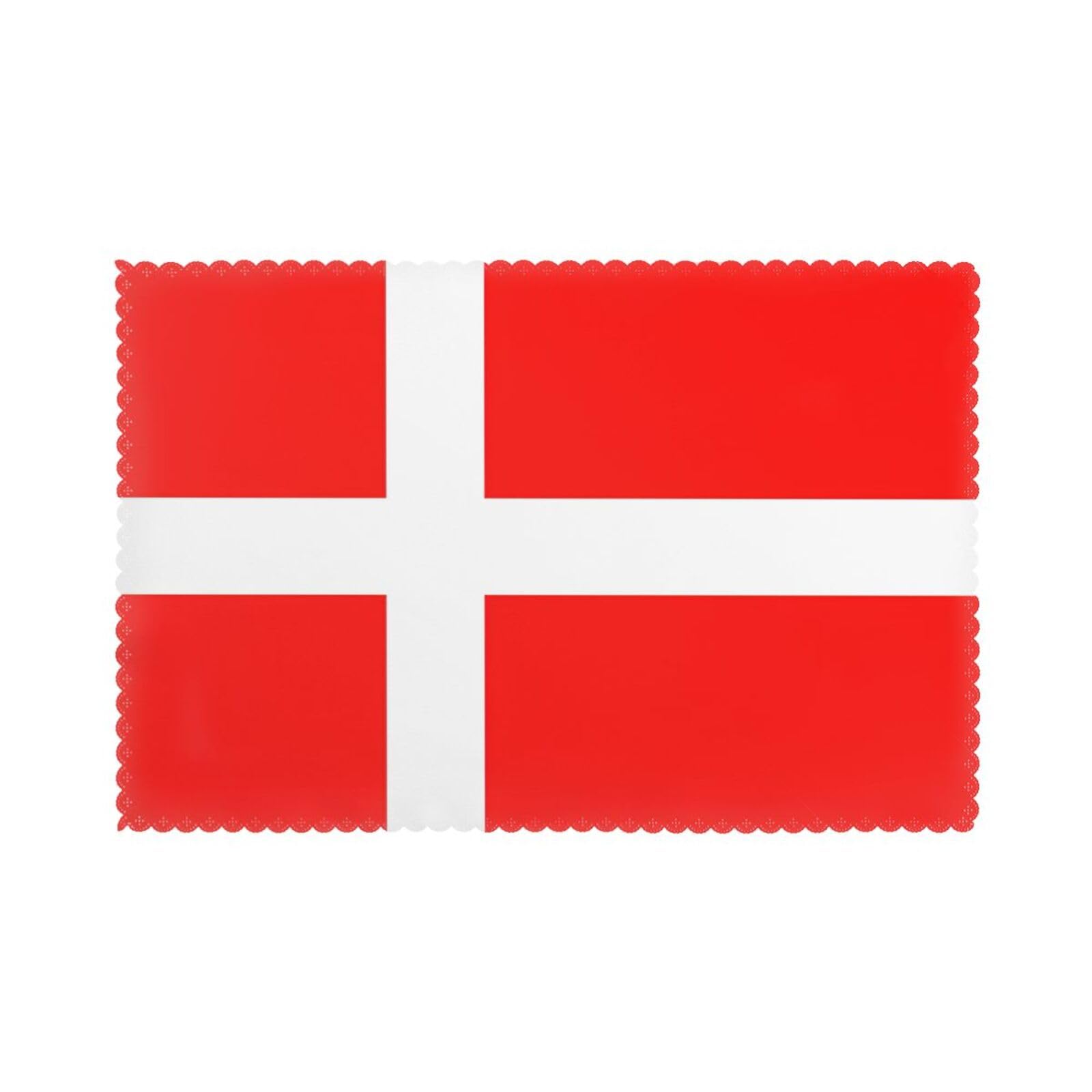 Denmark Danish Flag Print Placemats for Dining Table Set of 6 12x18 Inch Table Mats for Party Kitchen Dining.
