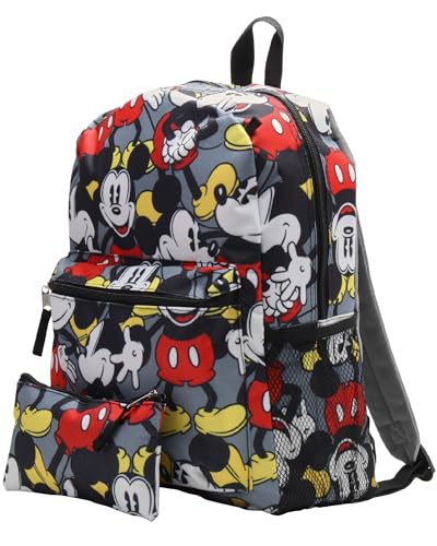 Fast Forward Disney Mickey Mouse Kids Backpack for School - 16' Boys Backpack Bookbag for Preschool Kindergarten & Elementary, Size One Size, Mickey Grey