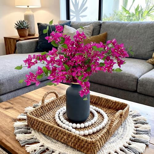 Image of Decor & More 2 PCS Artificial Flowers Bunch - Realistic Silk Bougainvillea Long Stem Artificial Flower Bunch Without Pot | Artificial Flower for Decoration | (Without Pot)