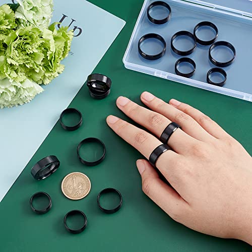 UNICRAFTALE About 18Pcs Black Stainless Steel Plain Band Ring 9 Sizes Laser Inscription Blank Finger Ring Metal Hypoallergenic Wedding Classical Ring for Jewerly Making - Image 4