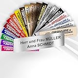 Klingelschild – Personalisiertes PVC Namensschild mit Gravur – selbstklebend – 1 bis 2 Zeilen – 6 x 1,5 cm (Metallisch Alugrau)