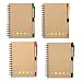 M-Aimee 4 Sets Spiral Notebook Kraft Paper Cover Steno Pocket Notepad with Pen in Holder, Sticky Notes and Page Marker Index Tabs Flags, 3.3 x 5.3 inches (Brown)