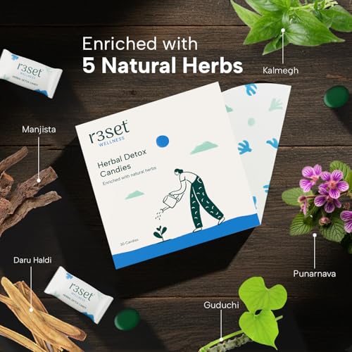 Image of R3SET Herbal Liver Detox Candy | Instant Support for Fatty Liver, Blood Circulation & Toxin Build-Up | Zero Calorie, Sugar-Free Daily Detox | Infused with Kalmegh, Manjistha (Blood Purifier), Punarnava & Guduchi - 30 Candies