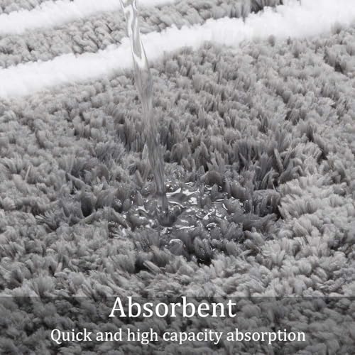 Uphome Bathroom Runner Rug Gray Non-Slip Long Bath Mat Soft And Water Absorbent Bath Rug Machine Washable Fluffy Microfiber Floor Mats For Bathroom Tub Sink Shower,18X47 Inch thumb #3