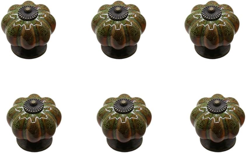 Iplusmile 6個 パンプキンドアノブ セラミックハンドルノブ カボチャ 引き出しドア取っ手 可愛い ドアノブ キャビネット家具