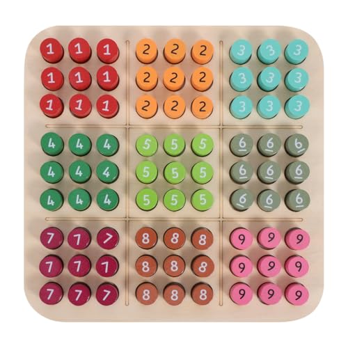 CLISPEED Jeu Sudoku en Bois Multicolore 22Cm pour Enfants Et Adultes Jouet Educatif Casse-TêTe...