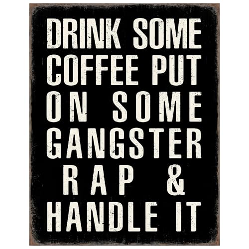 Coffee Wall Art 11x14 - Funny Kitchen Signs Wall Decor - Motivational Quote Office Poster - Gangster...