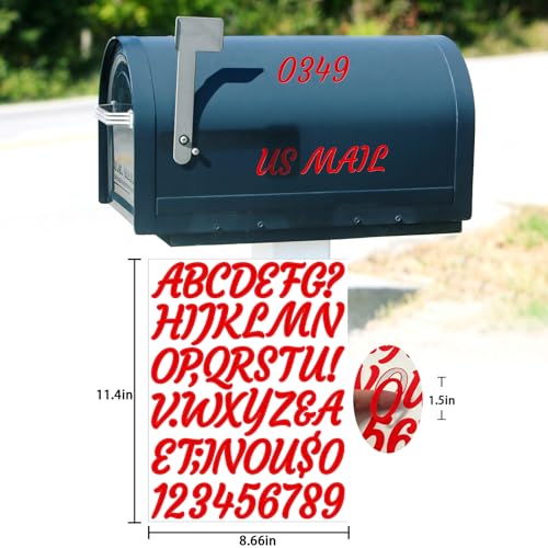 Image of 510 Pieces 10 Sheets Letter Stickers,Self Adhesive Waterproof Mailbox Numbers Stickers,Alphabet Decals for DIY,Bulletin Board,Window,Door,Sign,Bike,Car,Laptop,Scrapbook(Red, 1.5 Inch)