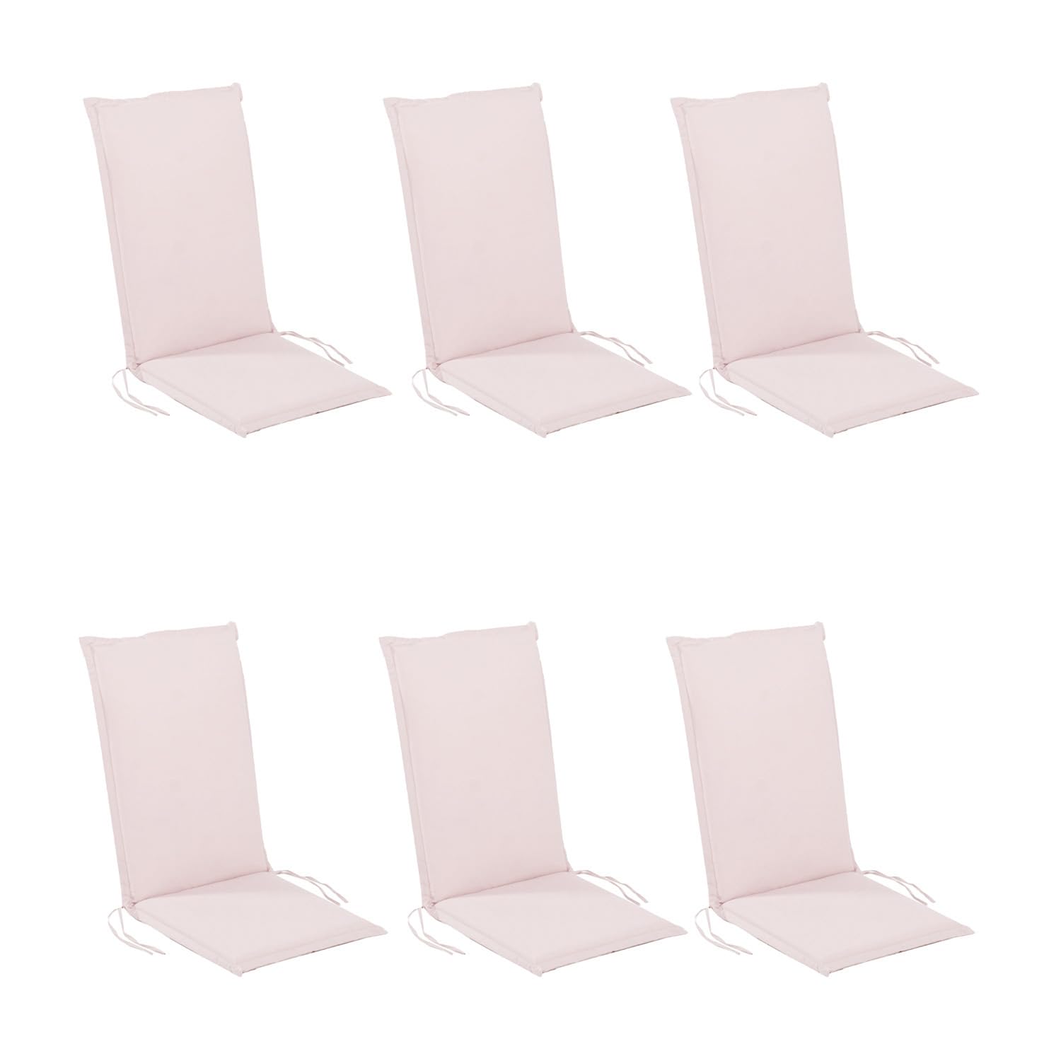 Pack 6 Cojines para sillones de Exterior, Repelente al Agua, Poliéster 180 gr, Color Rosa, 65 + 45 cm x45 cm x4 cm,Funda de cojín con Relleno para sillas de terraza, Cojines Silla de Comedor jardín