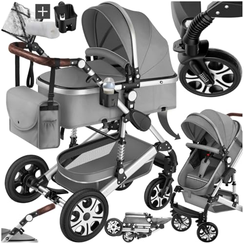 tectake® 2 in 1 Kinderwagen, klappbarer Kinderwagen Buggy mit...