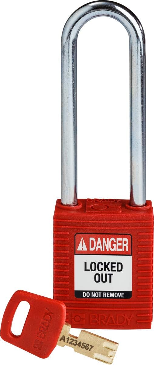 Lucchetto Safekey in nylon 38 mm x 122 mm x 19 mm Rosso